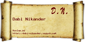 Dabi Nikander névjegykártya